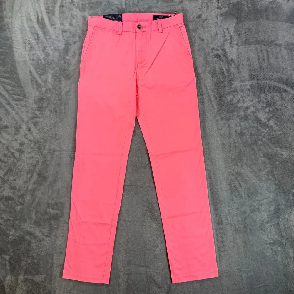 New Vineyard Vines Breaker Pant Men's Size 28x32 Papaya Passion Pink Chino
